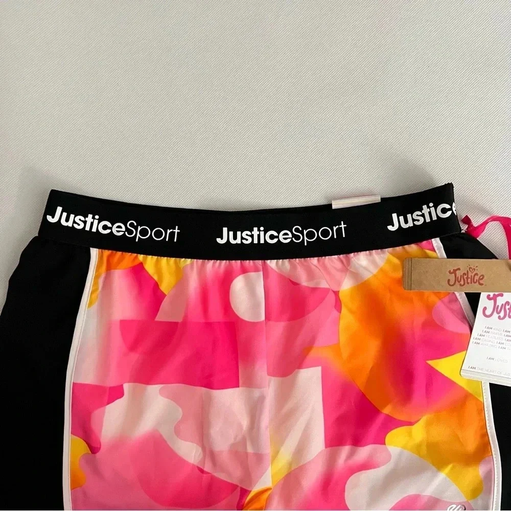 Justice Girls J-Sport Running Short Size Large (12/14) Built-In Lining Tie-Dye